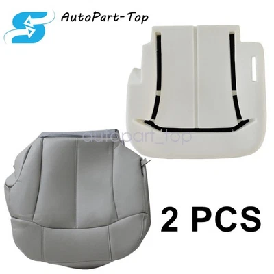 Cubierta de asiento de cuero inferior del conductor gris y almohadilla de espuma para GMC Yukon Sierra 1999-2002 Foto 1 de 4