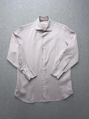 Camisa de Vestir Loro Piana Para Hombre 38 Pequeña Rosa Claro Algodón Italiano Botón Frontal Foto 1 de 4