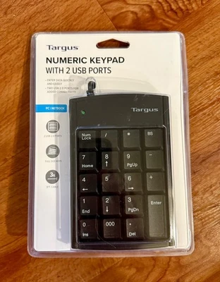 Targus Numeric Keypad USB with 2-port Hub 19 Key Full Size PAKP004B - New Sealed - Image 1 of 2