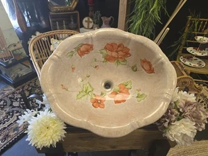 BEAUTIFUL!! LE BIJOU HAND PAINTED PORCELAIN BATHROOM SINK  - Picture 1 of 18