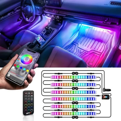 6x RGB-IC LED Car Interior Atmosphere Double Strip Lights APP & Remote Control - Image 1 of 4