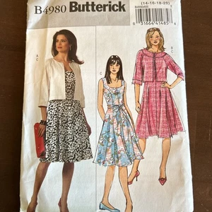 butterick patterns B4980 Misses Jacket,Dress,Tie Belt Sz 14-16-18-20 - Picture 1 of 3