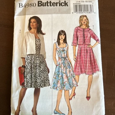 butterick patterns B4980 Misses Jacket,Dress,Tie Belt Sz 14-16-18-20 - Image 1 of 3