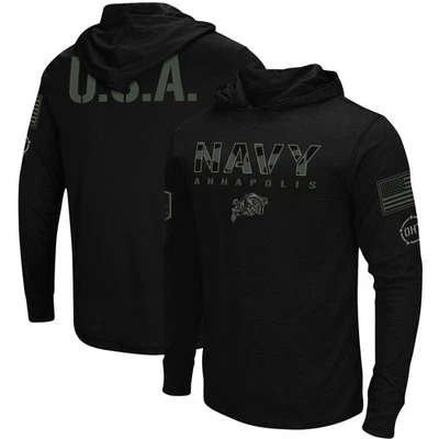Men's Colosseum Black Navy Midshipmen OHT Military Appreciation Hoodie Long - Image 1 of 4