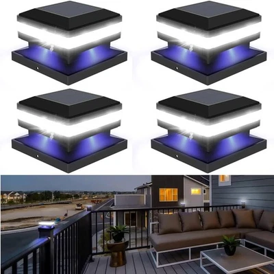 4X Outdoor Solar Powered Deck Fence Lights fit 4x4 5x5 6x6 Wood Posts Waterproof - Image 1 of 4