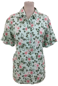Lands' End Women's Blouse Size L Green Mix Floral Lightweight Button Used F1 - Picture 1 of 10