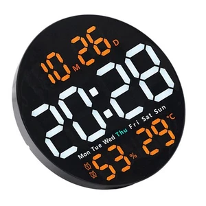 Stylish LED Wall Clock with Alarm Temperature and Humidity Display 10 Inch - Picture 1 of 59