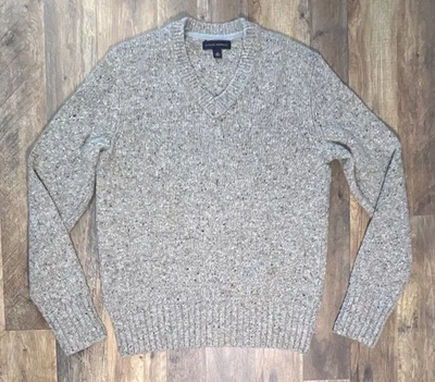 Suéter tejido de pescador Banana Republic mezcla de lana de cordero para hombre pequeño cuello en V - COMO NUEVO. Foto 1 de 4