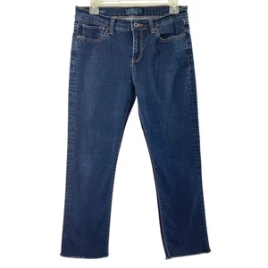 Pantalones de mezclilla rectos Lucky Brand Brooke para mujer talla 29 lavado oscuro elástico dobladillo crudo - Imagen 1 de 13