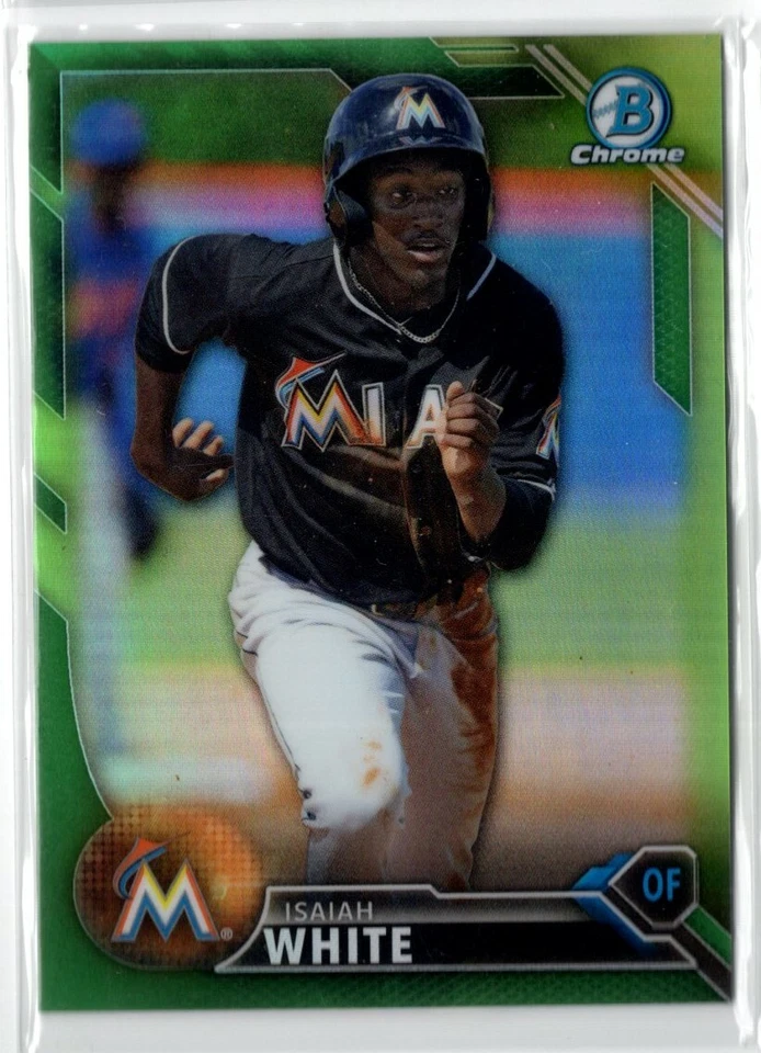 2016 Bowman Chrome Prospects ISAIAH WHITE RC GREEN REFRACTOR /99 Miami Marlins - Image 1 of 1