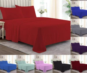 100% Polly Cotton Full Flat Sheet Single Double King Super King Size Bed Sheets - Picture 1 of 24