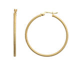 9ct Gold Mersham Jewels Ribbed Coiled Twist 1.5mm Hoop Earrings 36mm