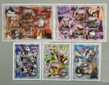 D6 lotto 5 foglietti CANI GATTI API CINDERELLA