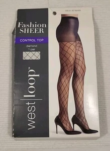 West Loop Fashion Sheer Diamond Control Top 1 Paar Jet Black - Bild 1 von 4