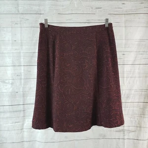 Ann Taylor LOFT Damen Rock Gr. 12 rot blau Blätterdruck seitlicher Reißverschluss - Bild 1 von 5