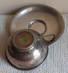 Antike alte Tasse Untertasse Portug Silber Sterling Schmuck Oivesaria Guia Lisboa - Bild 1 von 8