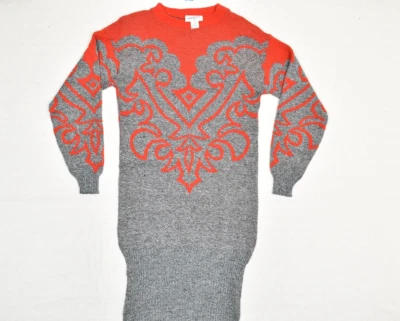 Elegante Vestido Suéter Tessy para Mujer Geométrico Cuello Redondo Acrílico Gris Talla S De Colección EE. UU. Foto 1 de 4