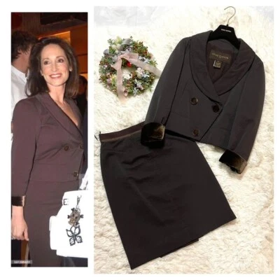 Genuino Buen Estado Louis Vuitton Terciopelo Interruptor Falda Traje Chaqueta Marrón Oscuro Foto 1 de 4