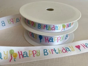 HAPPY BIRTHDAY Grußband 25mm und 15mm - 1mtr Länge - Bild 1 von 1