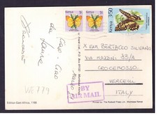 Cartolina Kenya per Italia 5/50 1991 Farfalle Animali WE779