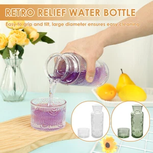 Night Water Bottle Set Nightstand Mouthwash Cup Clear Night Carafe and qioij - Picture 1 of 22