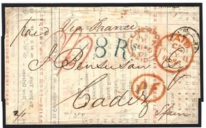 GB Brief Liverpool Shipbrokers 2s/1d DESTINATION MAIL *PF* Spanien Cadiz 1856 B08b - Bild 1 von 12
