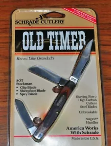 SCHRADE CUTLERY 8OT OLD TIMER STOCKMAN KNIVES LIKE GANNDAD'S MADE IN USA - Picture 1 of 6