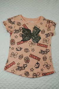 Girls Peach T-Shirt JOJO SIWA Sequin Bow BOWBOW Unicorn DANCE Cupcake XXL / 18 - Picture 1 of 1