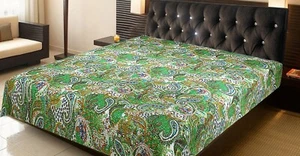 Art Kantha Double Quilt Handmade Indian Reversible Blanket Cotton Bohemian Throw - Picture 1 of 7