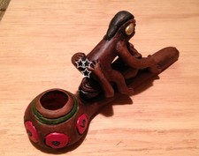 Collectible 6-inch Smoking Sexy Pipe of Peace Aztec Love Handmade Item Clay (#7)