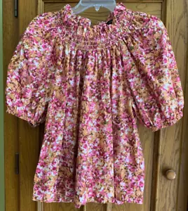 Camicia J Crew taglia M stampa floreale scollo arricciato cotone maniche sbuff CE - Foto 1 di 8
