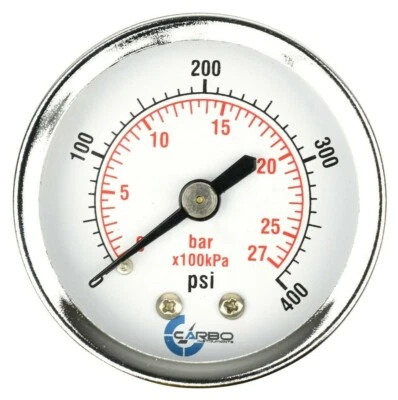 2" Pressure Gauge - Chrome Plated Steel Case, 1/4"NPT, Back Mnt. 400 PSI - Image 1 of 3