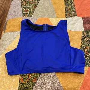 DKNY Bikini Top Racerback Zip Crop Swim Top Size S - Picture 1 of 7