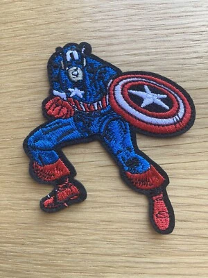 Captain America Action Pose Embroidered Iron On Patch 3" x 3.75" Free Shipping - Image 1 of 4