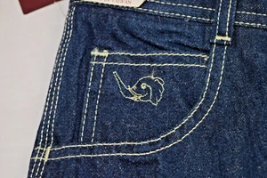 Vintage Jeans Tusk Size W28 L36 80s Blue Elephant Logo Replaced Button NWT - Picture 1 of 14