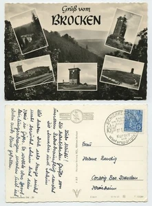 105980 - Gruß vom Brocken - Echtfoto - AK, Sonderstempel Schierke 8.6.1959 - Bild 1 von 2
