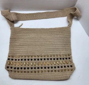 Vintage Carlo D'Santi Crocheted Beaded Light Tote Bag Purse - Picture 1 of 8