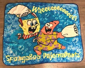 Vintage SpongeBob SquarePants Pajama Pants Lovey Fleece Throw Blanket 51"x 41” - Picture 1 of 10