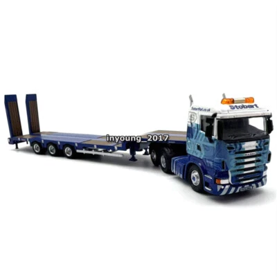 1:76 Scania 3 Axle Low Loader Semi Trailer Model Car Collectible Vehicle Blue - Image 1 of 4