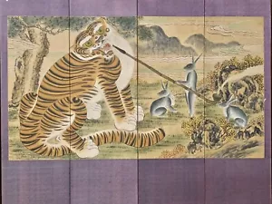 Large Korean Tiger And Hare painting - Picture 1 of 20