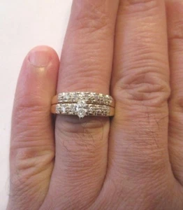 14K Gold Diamond Engagement Ring Set Center=1/4 Carat F-SI2      6.40 Grams - Picture 1 of 8