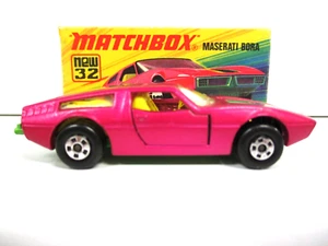 LESNEY MATCHBOX SUPERFAST #32 32 - MASERATI BORA - DARKER GREEN BASE - BOX - Picture 1 of 18