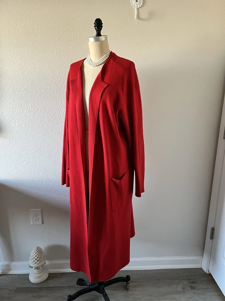 Красный свитер пальто пыли карманы XL Joe свежий большого размера пальто длинный пиджак Elsa - Изображение 1 из 4