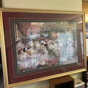 "The garden party" picture from Vanguard studios 31" wide by 21" tall wood frame - Picture 1 of 6