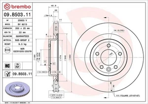 Brake Disc LAND ROVER DISCOVERY V 2.0 Si4 09.B503.11 - Picture 1 of 2
