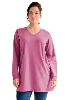 Sudadera túnica de felpa francesa con bolsillo con cremallera talla grande ellos Foto 1 de 3