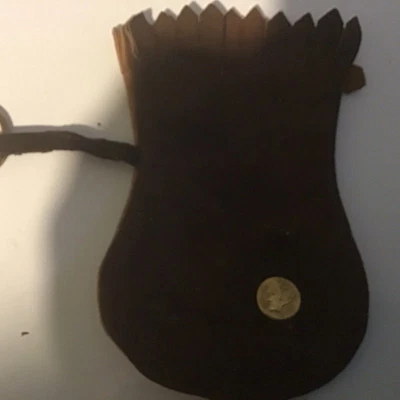 Estilo Medieval Cuero Gamuza Flecos Top Cinturón Monedero Nativo Americano De Colección Foto 1 de 4