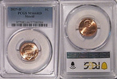 2025 D Lincoln SHIELD 1 centavo PCGS MS66RD - Imagem 1 de 2