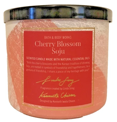 VELA SOJU FLOR DE CEREZO 14,5 OZ grande 3 mechas baño cuerpo funciona firma en caja Foto 1 de 2