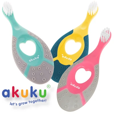 Baby FIRST Toothbrush 0-2 year Akuku Soft Bristles BPA Free Gum Mint Yellow Pink - Image 1 of 3